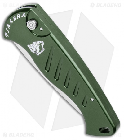 Piranha Fingerling Green Automatic Knife (2.5" Mirror Plain)