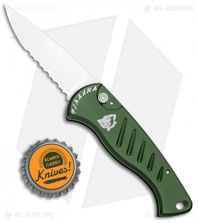 Piranha Fingerling Green Automatic Knife (2.5" Mirror Serr)