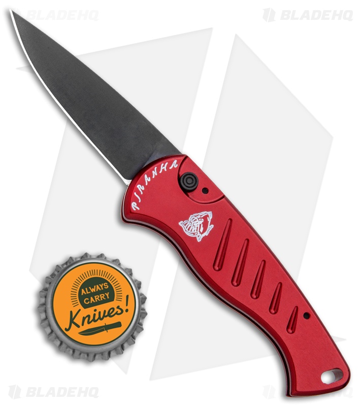 Piranha Fingerling Automatic Knife Red Tactical (2.5" Black)