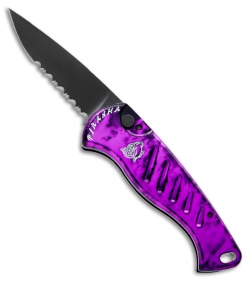 Piranha Fingerling Automatic Knife Plum Tactical  (2.5" Black Serr)