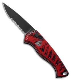 Piranha Fingerling Automatic Knife Red Tactical (2.5" Black Serr)