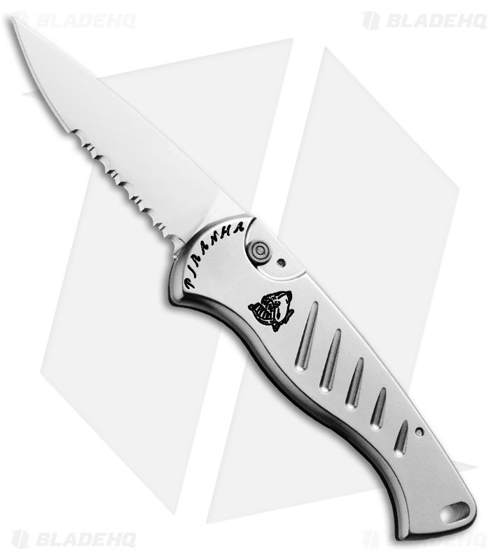 Piranha Fingerling Automatic Knife Silver (2.5" Mirror Serr)