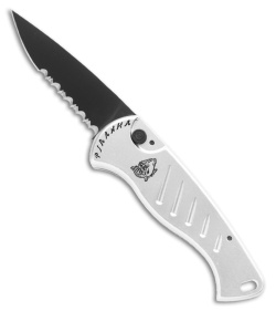 Piranha Fingerling Automatic Knife Silver Tactical (2.5" Black Serr)