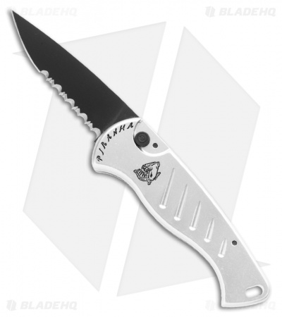 Piranha Fingerling Automatic Knife Silver Tactical (2.5" Black Serr)