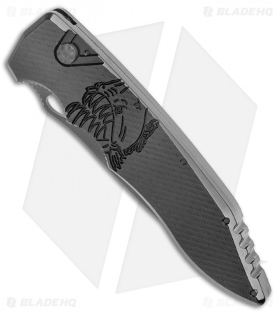 Piranha Mini Predator Black Tactical Automatic Knife Serrated (3.5" Black)