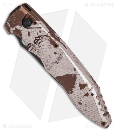 Piranha Mini Predator Desert Camo Tactical Automatic Knife (3.5" Black Plain)