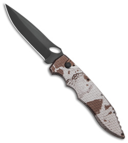 Piranha Mini Predator Desert Camo Tactical Automatic Knife (3.5" Black Plain)