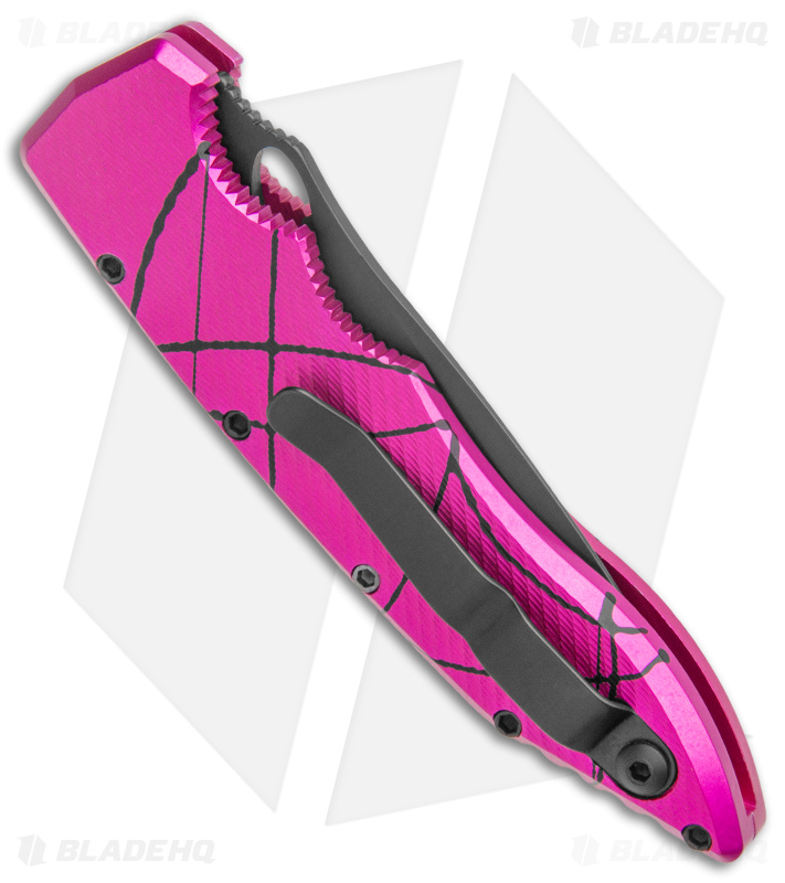 Piranha Mini Predator Pink/Black Tactical Automatic Knife (3.5" Black)