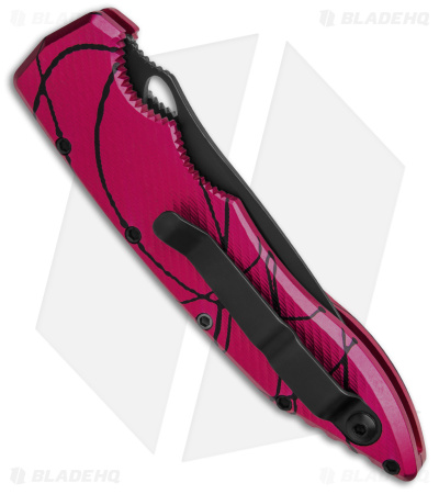 Piranha Mini Predator Tactical Automatic Knife Pink (3.5" Black Serr)