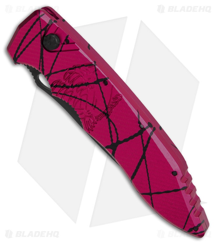 Piranha Mini Predator Tactical Automatic Knife Pink (3.5" Black Serr)