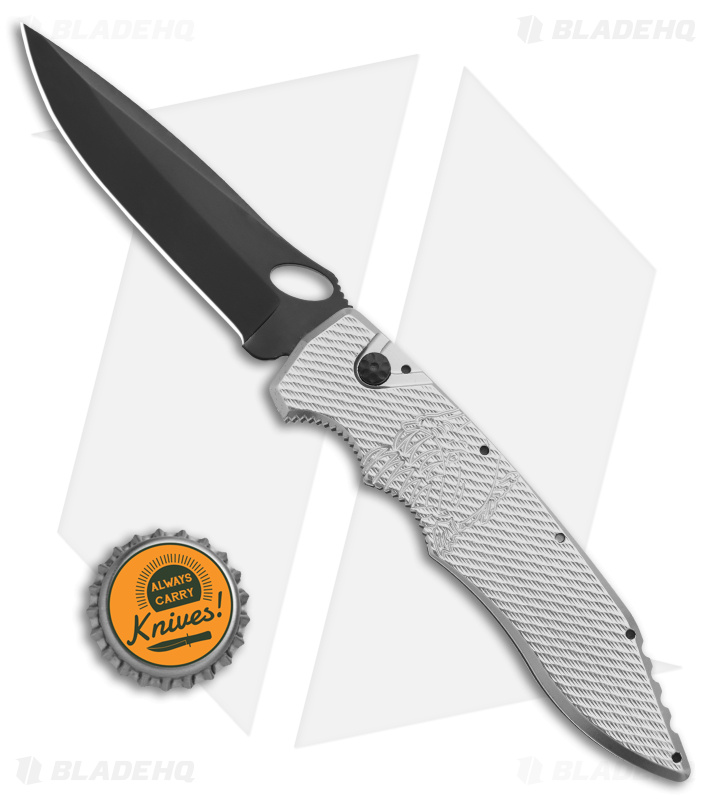 Piranha Mini Predator Tactical Automatic Knife Silver (3.5" Black )