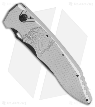Piranha Mini Predator Tactical Automatic Knife Silver (3.5" Black )