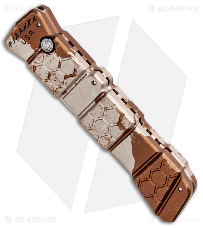 Piranha 21 Tactical Automatic Knife Tan Camo (3.375" Mirror) P-21C