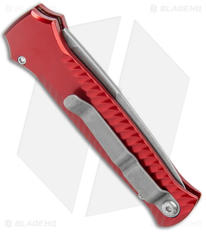 Piranha Mini-Guard Automatic Knife Red (2.9" Stonewash Serr)