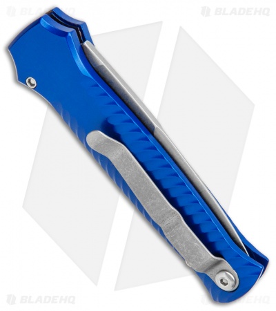 Piranha Mini-Guard Blue Automatic Knife (2.9" Stonewash Plain)