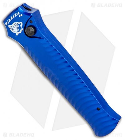 Piranha Mini-Guard Blue Tactical Automatic Knife (2.9" Black Serr)