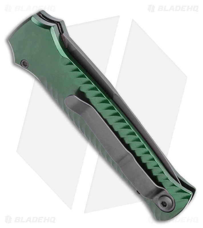 Piranha Mini-Guard Green Tactical Automatic Knife (2.9" Black Plain)