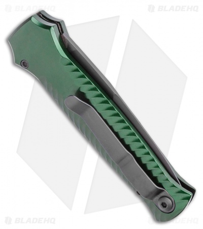 Piranha Mini-Guard Green Tactical Automatic Knife (2.9" Black Plain)