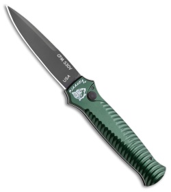 Piranha Mini-Guard Green Tactical Automatic Knife (2.9" Black Plain)