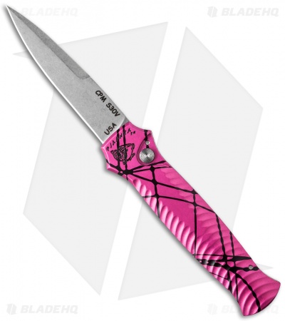 Piranha Mini-Guard Tactical Automatic Knife Hot Pink (2.9" Stonewash)