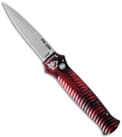 Piranha Mini-Guard Red Automatic Knife (2.9" Stonewash)