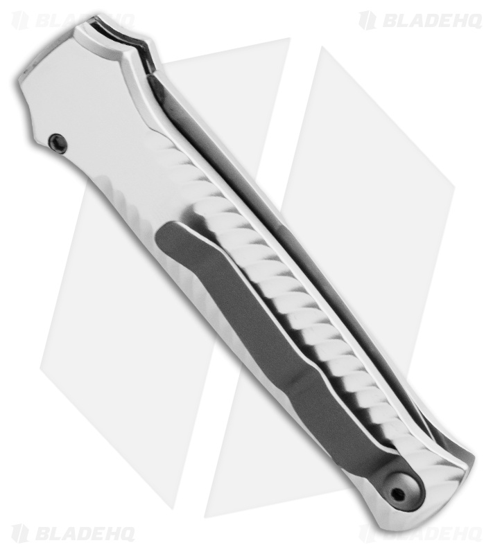 Piranha Mini-Guard Automatic Knife Silver (2.9" Stonewash Serr)