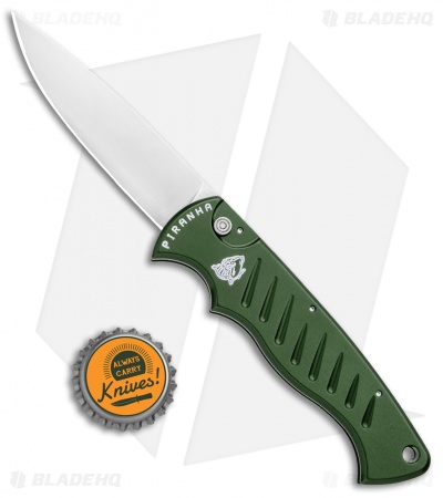 Piranha Green P-1 Pocket Automatic Knife (3.2" Mirror Plain)