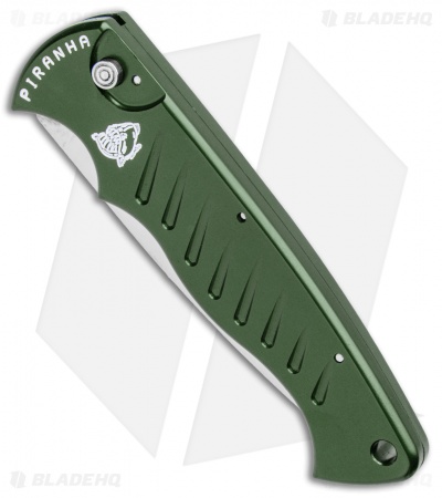 Piranha Green P-1 Pocket Automatic Knife (3.2" Mirror Serr)