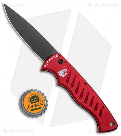 Piranha Pocket Automatic Knife Red Tactical (3.2" Black)
