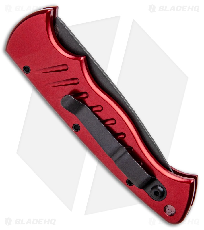 Piranha P1 Pocket Automatic Knife Red Tactical (3.2" Black Serr)