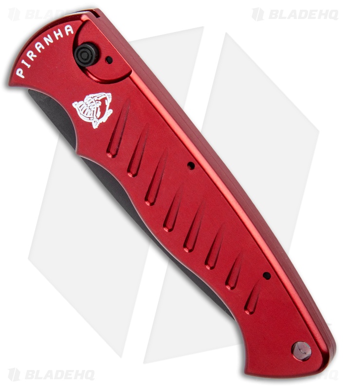 Piranha P1 Pocket Automatic Knife Red Tactical (3.2" Black Serr)