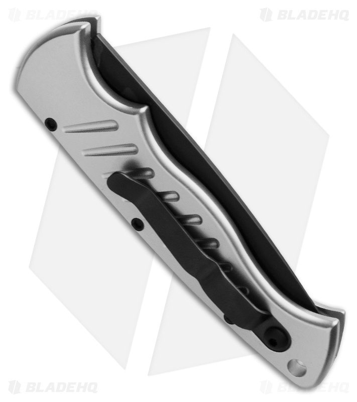 Piranha Pocket Automatic Knife Silver Tactical (3.2" Black)