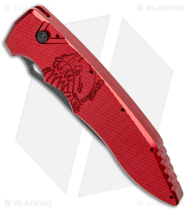 Piranha Predator Automatic Knife Red Tactical (4.1" Black)