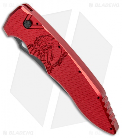 Piranha Predator Automatic Knife Red Tactical (4.1" Black)