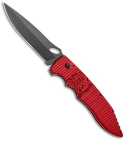 Piranha Predator Automatic Knife Red Tactical (4.1" Black)