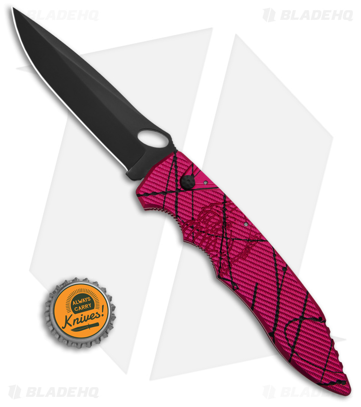 Piranha Predator Tactical Automatic Knife Pink (4.1" Black)