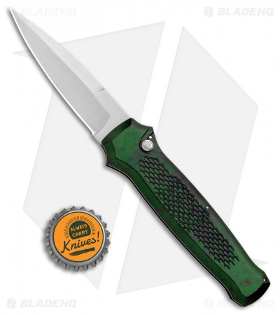 Piranha Prowler Green Automatic Knife (3.2" Stonewash Plain)