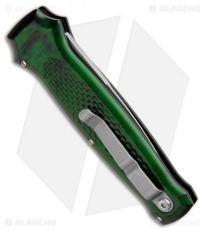 Piranha Prowler Green Automatic Knife (3.2" Stonewash Plain)