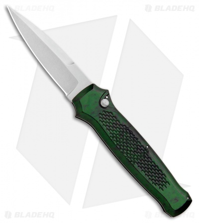 Piranha Prowler Green Automatic Knife (3.2" Stonewash Plain)