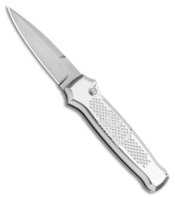 Piranha Prowler Silver Automatic Knife (3.2" Stonewash Plain)