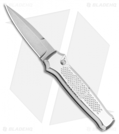 Piranha Prowler Silver Automatic Knife (3.2" Stonewash Plain)