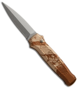 Piranha Prowler Camo Automatic Knife (3.2" Stonewash Plain)