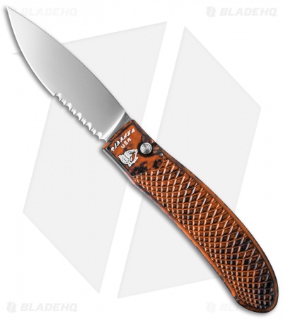 Piranha Toxin Automatic Knife Orange (3.75" Mirror Serr)
