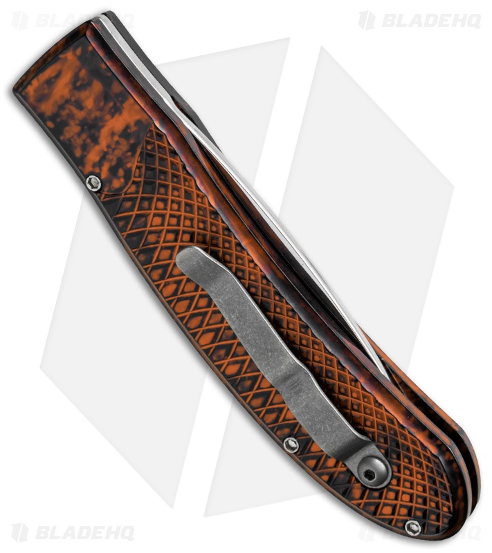 Piranha Toxin Automatic Knife Orange (3.75" Mirror Serr)