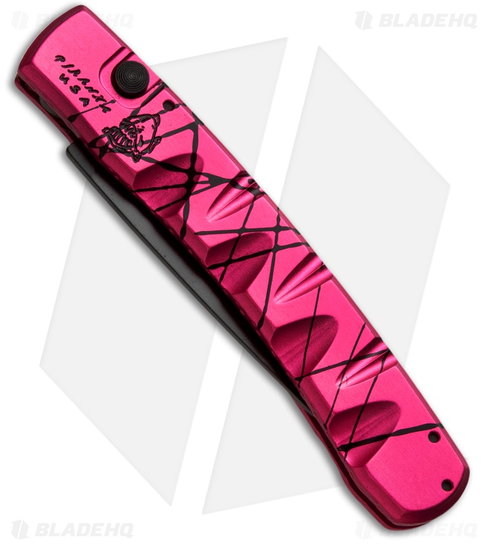 Piranha Virus Automatic Knife Pink (3.25" Mirror Serr)
