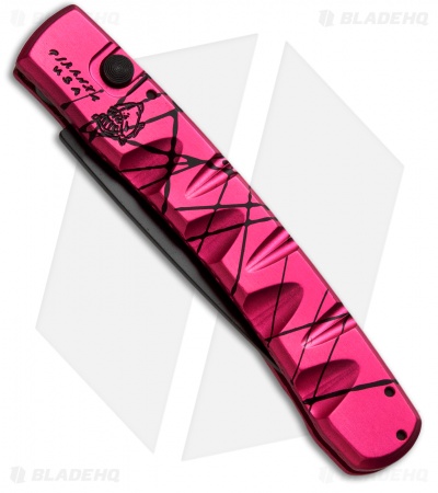 Piranha Virus Automatic Knife Pink Tactical (3.25" Black Serr)