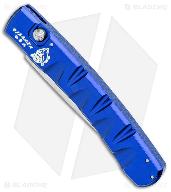 Piranha Virus Automatic Knife Blue (3.25" Mirror)