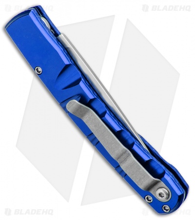 Piranha Virus Automatic Knife Blue (3.25" Mirror Serr)