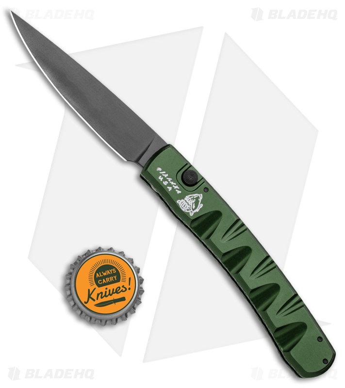 Piranha Virus Automatic Knife Green Tactical (3.25" Black)