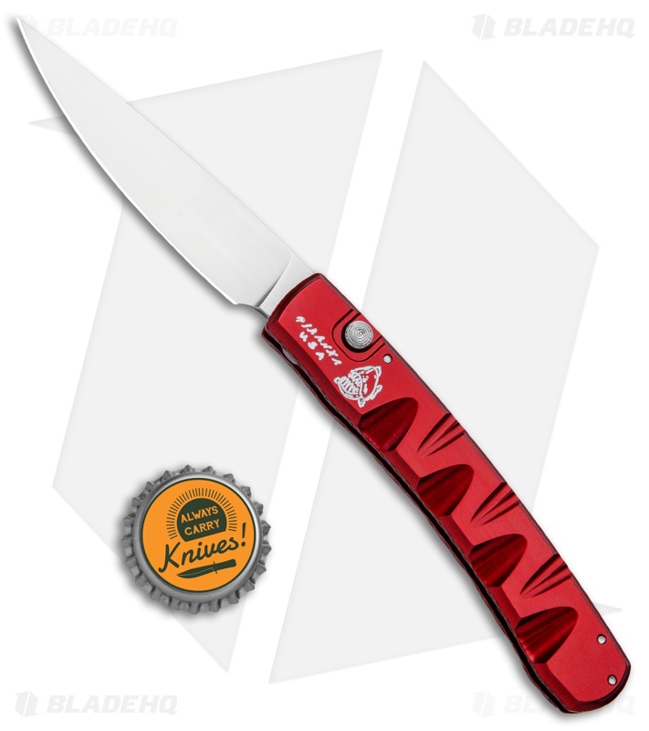 Piranha Virus Automatic Knife Red (3.25" Mirror)